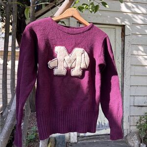 Vintage Wool Purple Sweater with M Patch